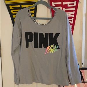 🎉💕VS PINK🎉💕Off Shoulder Gray Sweatshirt Sz. L